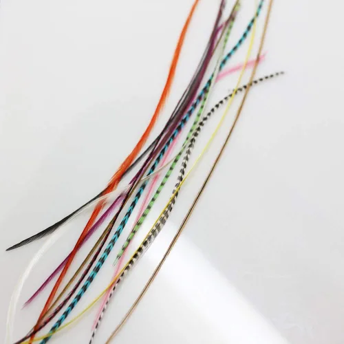 Vista 6 de Kit de extensión de pelo de plumas: 10 plumas de gallo auténticas multicolor largas, todas las plumas individuales, que van de 7 a 11 pulgadas