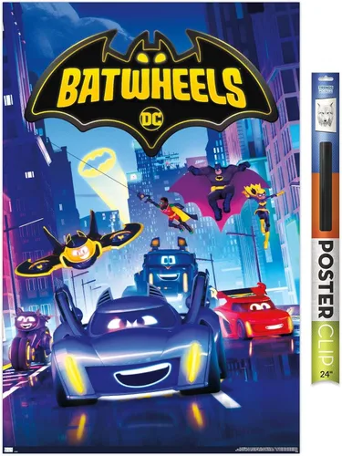 Vista 17 de Trends International DC Comics TV Batwheels - Póster de pared de arte clave, 22.4 pulgadas de largo x 14.7 W, versión enmarcada de madera de granero