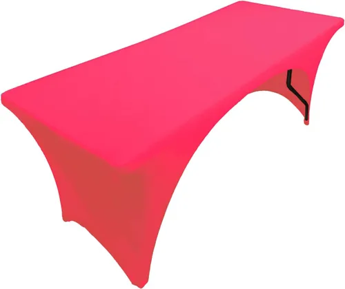 Vista 9 de Mantel de elastano color burdeos de 6 pies para mesa plegable rectangular ajustable