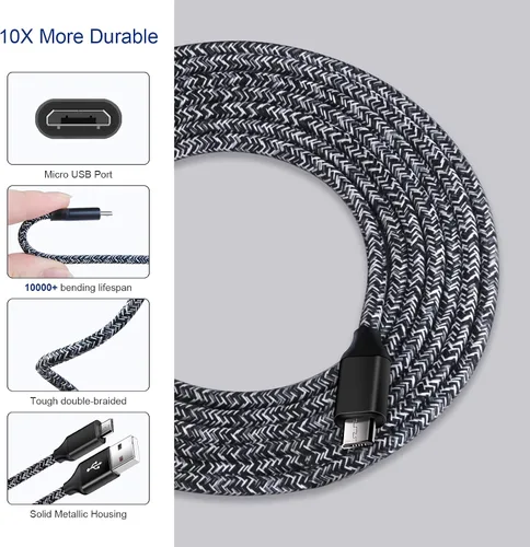 Vista 2 de Cargador micro USB, cargador rápido Android, cargador rápido 3.0 USB de pared rápido cable micro USB compatible con Motorola Moto E E5 E4 Plus/Play
