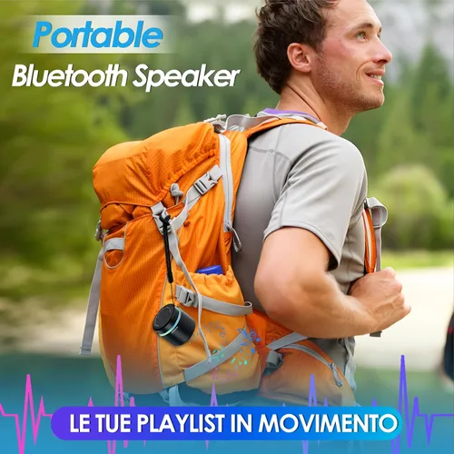 Vista 8 de Altavoz Bluetooth portátil 5.4, mini altavoz, duración de la batería de 12 horas y micrófono de reducción de ruido, cubierta de metal