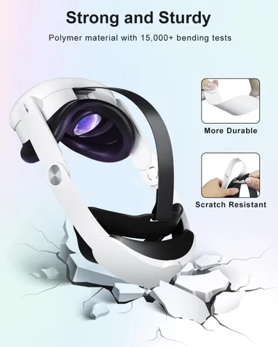 Vista 8 de Aolukytech Adjustable VR 3 Head Strap and Controller Grips Accessories Compatible with Meta Quest 3, Lightweight and Comfortable VR Headset Strap