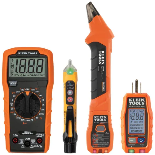 Vista 13 de Klein Tools 69355 Multímetro digital Premium Kit de prueba eléctrica con probador de voltaje sin contacto, probador de receptáculos, cables de prueba