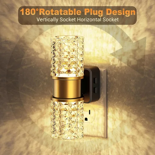 Vista 8 de JandCase luces nocturnas enchufables a la pared, juego de 2 luces nocturnas que cambian de color para niños, luz nocturna LED RGB+3000K con sensor
