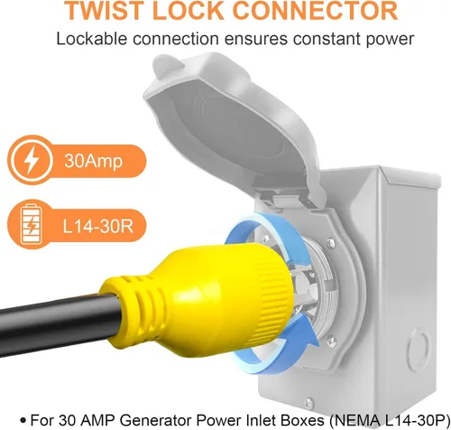 Vista 5 de Cable adaptador de interruptor de transferencia de generador NEMA 14-50P a L14-30R de 50 pies, cable adaptador de interruptor de transferencia