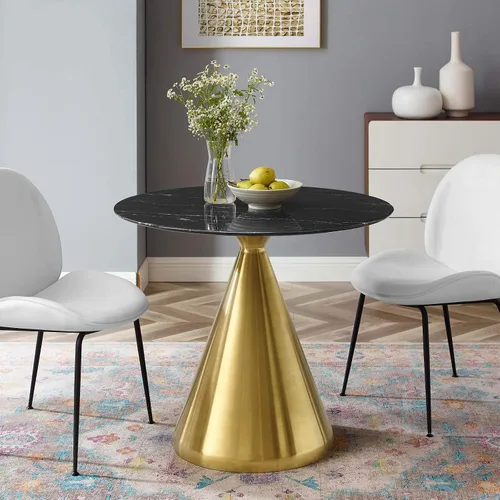 Vista 15 de Modway Tupelo - Mesa de comedor cuadrada de 28 pulgadas, color dorado y blanco