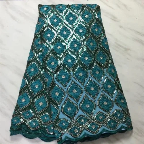 Vista 3 de Mahacraft - Tela de encaje de lentejuelas francesas africanas para boda tela de encaje nigeriana de organza para costura tela de encaje de tul