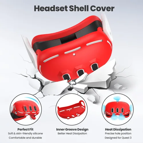 Vista 3 de Funda protectora de silicona compatible con MetaQuest 3, cubierta de agarre para controlador de realidad virtual, cubierta de carcasa de realidad