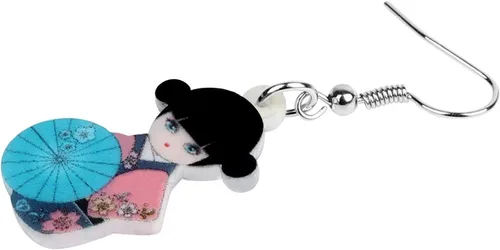 Vista 59 de DUOWEI Aretes de acrílico estilo japonés con diseño de anime para muñeca, colgantes, joyería para mujer