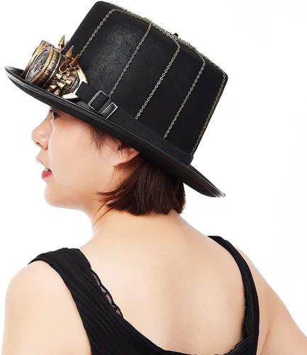 Vista 4 de GRACEART Sombreros unisex steampunk con gafas para mujeres y hombres