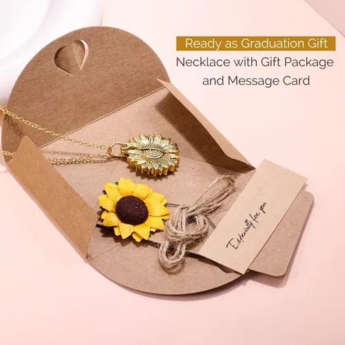 Vista 2 de LEXLUNE Collar con medallón de girasol You Are My Sun Shine, regalos de graduación geniales para ella 2023, regalo de cumpleaños inspirador