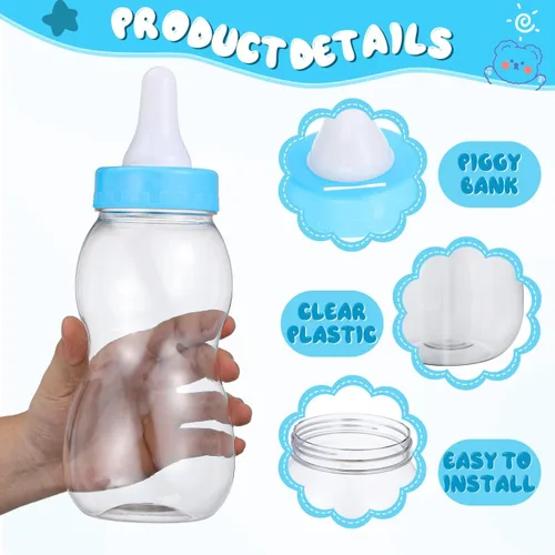 Vista 2 de Hucha gigante con biberón de 11.02 pulgadas, transparente, caja de dinero, adorno de escritorio, regalo de cumpleaños para niños