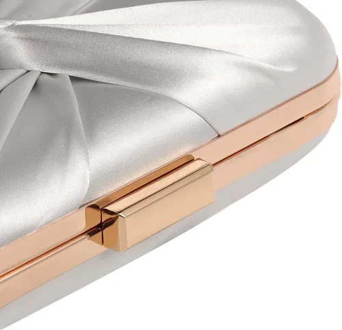 Vista 6 de Mulian LilY Bolso de mano plisado de satén para mujer, bolso de mano de novia para boda, fiesta de graduación