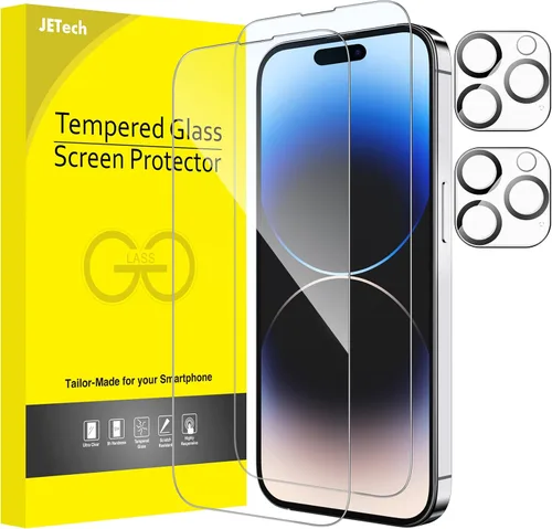 Vista 23 de JETech Protector de pantalla para iPhone 11 de 6.1 pulgadas con protector de lente de cámara, película de vidrio templado, paquete de 2