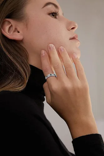 Vista 4 de Juego de 9 anillos giratorios de acero inoxidable multiestilo para mujeres y hombres anillos antiestrés para la ansiedad para mujeres anillos