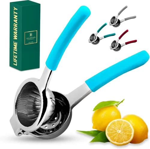 Vista 9 de Exprimidor de limón de acero inoxidable y prensa de lima, exprimidor manual de cítricos resistente y prensa de jugo de mano para limones, limas