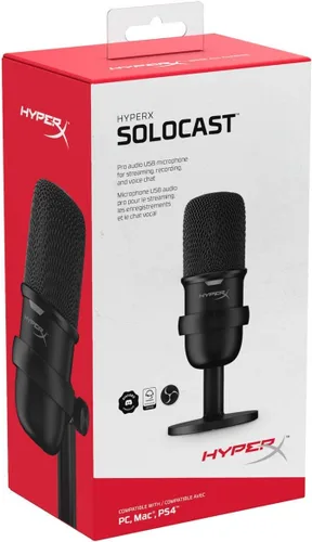 Vista 9 de HyperX SoloCast - Micrófono de condensador USB, tarjeta con sensor de toque para silenciar, podcasts de transmisión de juegos, Twitch YouTube
