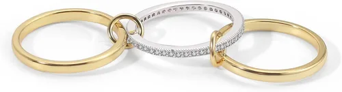 Vista 2 de Anillos apilables de oro para mujer, no se deslustra, juego de 3 anillos entrelazados con circonita cúbica, delicados anillos chapados en oro de 18
