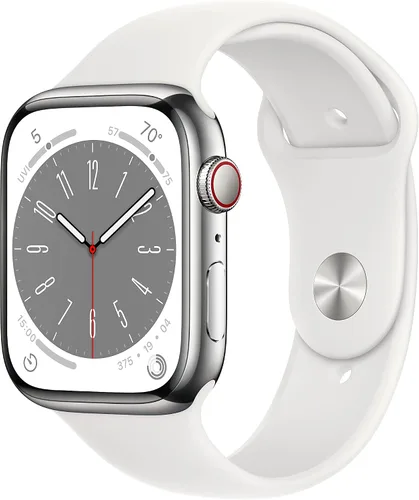 Vista 8 de Apple Watch Series 8 [GPS + Cellular 45mm] Reloj inteligente con caja de aluminio ROJA (PRODUCTO)RED con correa deportiva ROJA (PRODUCTO)RED-S/M.