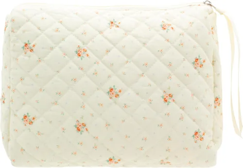 Vista 40 de PAZIMIIK - Bolsa de maquillaje de algodón para mujer, grande, acolchada para viaje, Rosa (Bow Pink), Vintage