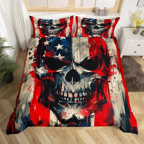 Vista 11 de Manfei Juego de ropa de cama de silueta de ciervo, tamaño individual, funda de edredón con patrón de flechas y cuernos con 1 funda de almohada