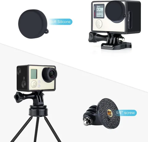 Vista 5 de Funda protectora para cámara GoPro Hero 4 de GoPro Hero 4, color negro, plateado y negro / héroe 3+/3, ideal para senderismo y viajes, grabación