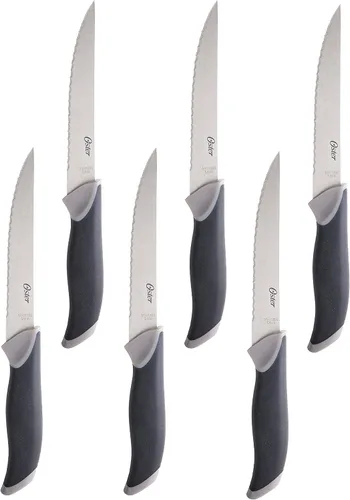 Vista 3 de Oster Lindbergh Juego de cuchillos de cocina con bloque de acero inoxidable de 14 piezas, negro - Cuchillos para cocina