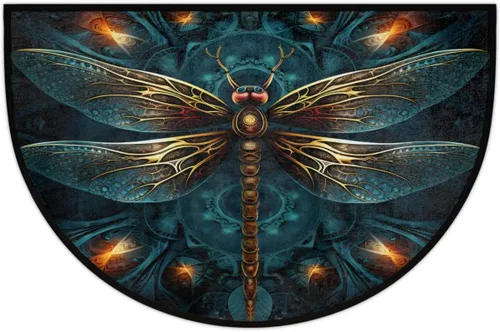 Vista 18 de Felpudo Semicircular de Animales Libélula Boho Lavable Tapete Semicírculo Antideslizante Absorbente Alfombras de Media Luna para Entrada