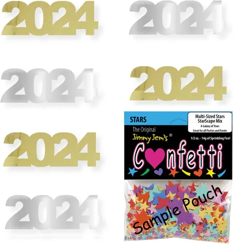 Vista 40 de Confetti Year 2024 Negro, Azul Royal Combo - 2 bolsas de media onza (1 oz)