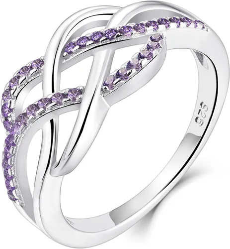Vista 14 de YL Anillos de nudo celta de plata de ley 925, anillo de nudo torcido, piedra natal, joyería para mujer, talla 5 01-Granate-Enero