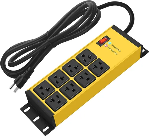Vista 8 de CCCEI Tira de alimentación magnética resistente con protector de sobretensiones 20Amp, tomas de extensión de alta amplitud de 12 calibre, tira