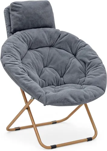 Vista 16 de MoNiBloom Silla redonda plegable de piel sintética con reposacabezas extraíble para adultos, marco de metal, de gran tamaño, cómoda, suave