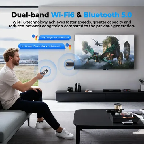 Vista 5 de GREVA Android TV Stick 4K Ultra HD Streaming Device, 2025 Latest Android 14.0 TV Stick with Voice Assistant Remote Control, RK3518 2GB 16GB 2.4G/5G
