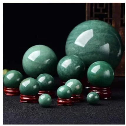 Vista 4 de oneory - Esfera de cristal de cuarzo curativo natural, bola de piedras preciosas de aventurina verde, 1.969 in, escultura natural con soporte