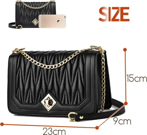 Vista 3 de Travistar Bolsos cruzados para mujer, bolsos pequeños de piel sintética, bolso de hombro, bolso de noche, bolsos acolchados con correa de cadena