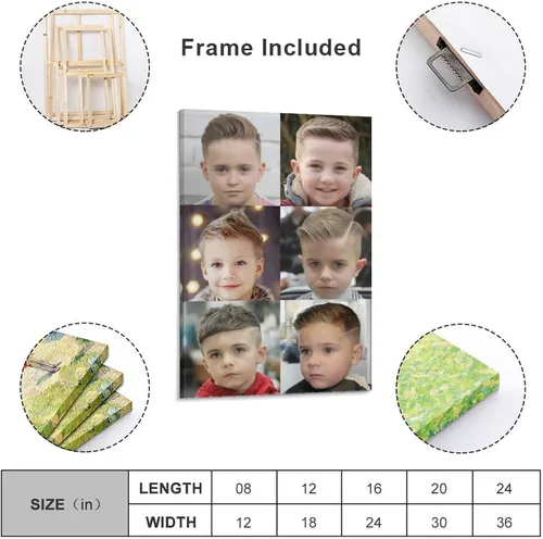 Vista 2 de Póster de guía de peluquería para niños, arte de pared, lienzo, decoración de pared, decoración del hogar, sala de estar, estética, 12 x 18 pulgadas