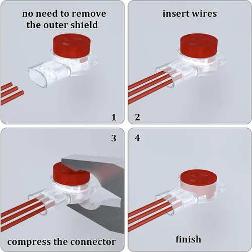 Vista 3 de UR - Conector de 3 puertos resistente a la corrosión, a prueba de humedad, impermeable, con botón transparente, conector de empalme de cable a tope