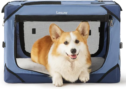 Vista 16 de Lesure Jaula Plegable para Perros - Perrera de Viaje Portátil para Perros Medianos, Jaula para Mascotas de 4 Puertas con Ventanas de Malla