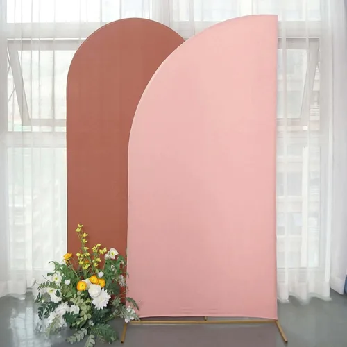 Vista 154 de Efavormart - Juego de 4 fundas de elastano beige para arco de media luna, fundas de telón de fondo Chiara de 2.5 pies a 7 pies para escenarios