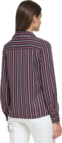 Vista 4 de Tommy Hilfiger Women's Blouse Solid Long Sleeve Work Shirts