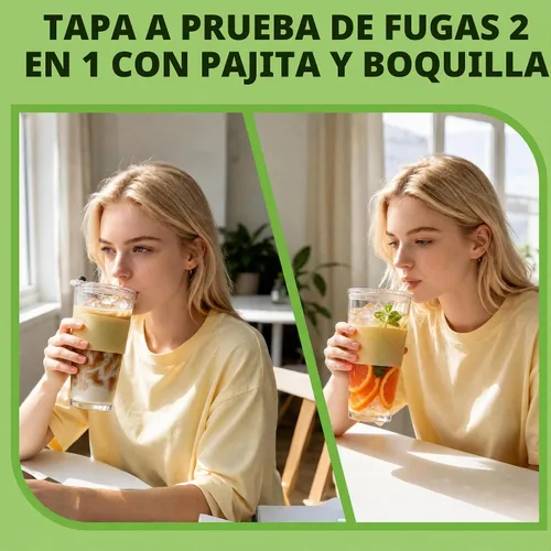 Vista 5 de Birity Vasos de vidrio de 16 onzas con tapas y popotes, vaso de vidrio con popote y tapa, tazas de café helado reutilizables para té, jugo