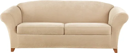 Vista 15 de Sure Fit Home Décor Funda Elástica de Piqué para Cojín Box de Otomana de Gran Tamaño de Una Pieza, Ajuste Elástico, Poliéster/Spandex, Lavable a