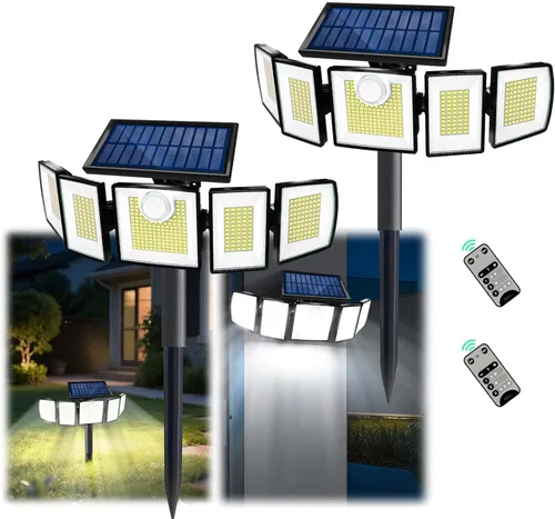 Vista 10 de MDCMDCM Luces solares para exteriores, sensor de movimiento impermeable, 416 LED, 3000 lúmenes, súper brillante, 3 brillo; 3 modos, iluminación
