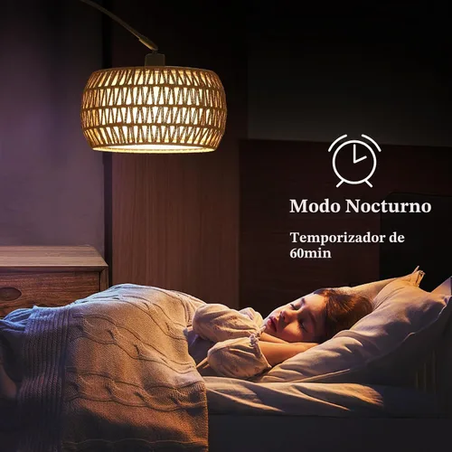 Vista 8 de Lámparas de pie arqueadas para sala de estar con 3 temperaturas de color, lámpara de pie negra con control remoto y bombilla LED regulable, lámpara