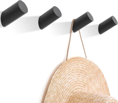 Vista 7 de Felidio Ganchos de pared de madera, paquete de 4 ganchos para colgar abrigos de pared, de madera rústica, resistente, perchero para sombreros