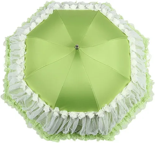 Vista 2 de Honeystore Pagoda Parasol 3 Folding Lace Totes Sun Rain Wedding Ruffle Umbrella