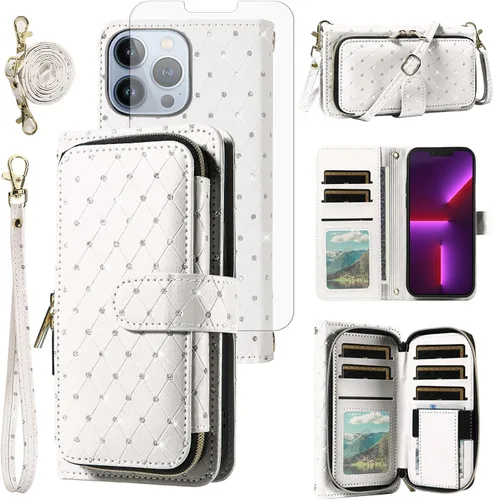 Vista 48 de Funda para teléfono iPhone 6 6S con cremallera y protector de pantalla con protector de pantalla, correa de cordón cruzado, ranura para iPhone 6 Six