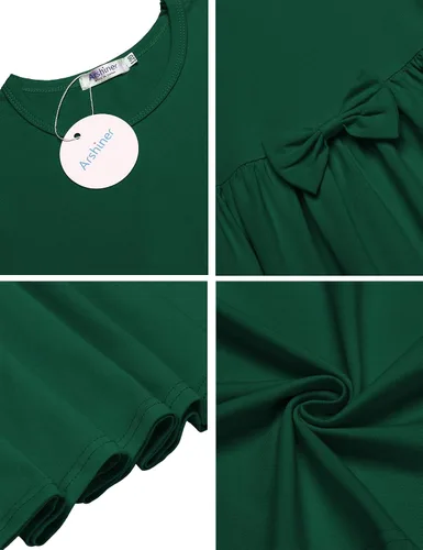 Vista 6 de Arshiner Vestido de manga larga para niñas vestido casual con corbata de moño