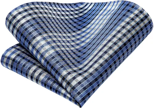 Vista 4 de Hi-Tie Conjunto de gemelos clásicos con corbatín a cuadros para hombre