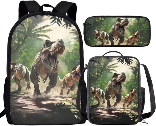 Vista 31 de HUGS IDEA Juego de 3 bolsas escolares con aislamiento térmico para el almuerzo, estuche para lápices